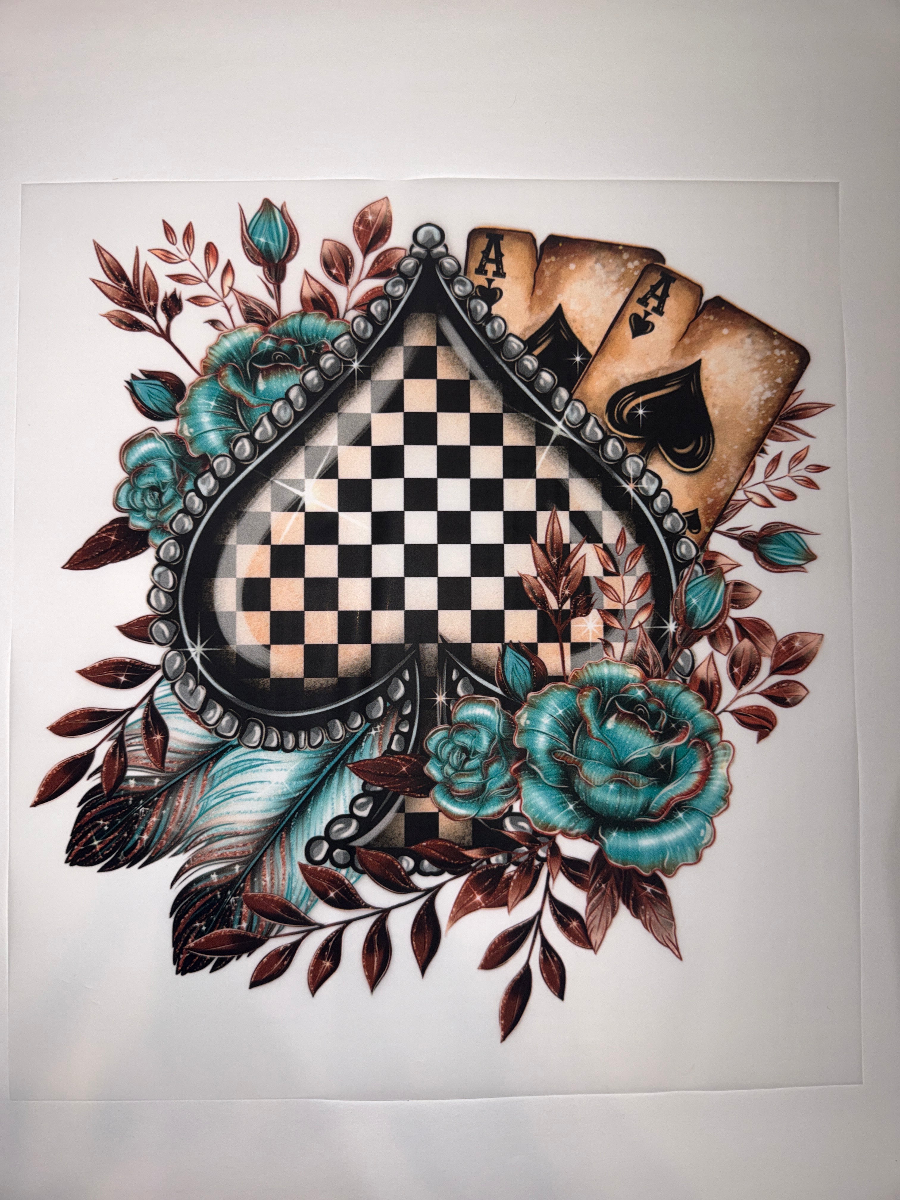 Western heart w/ cards transfer