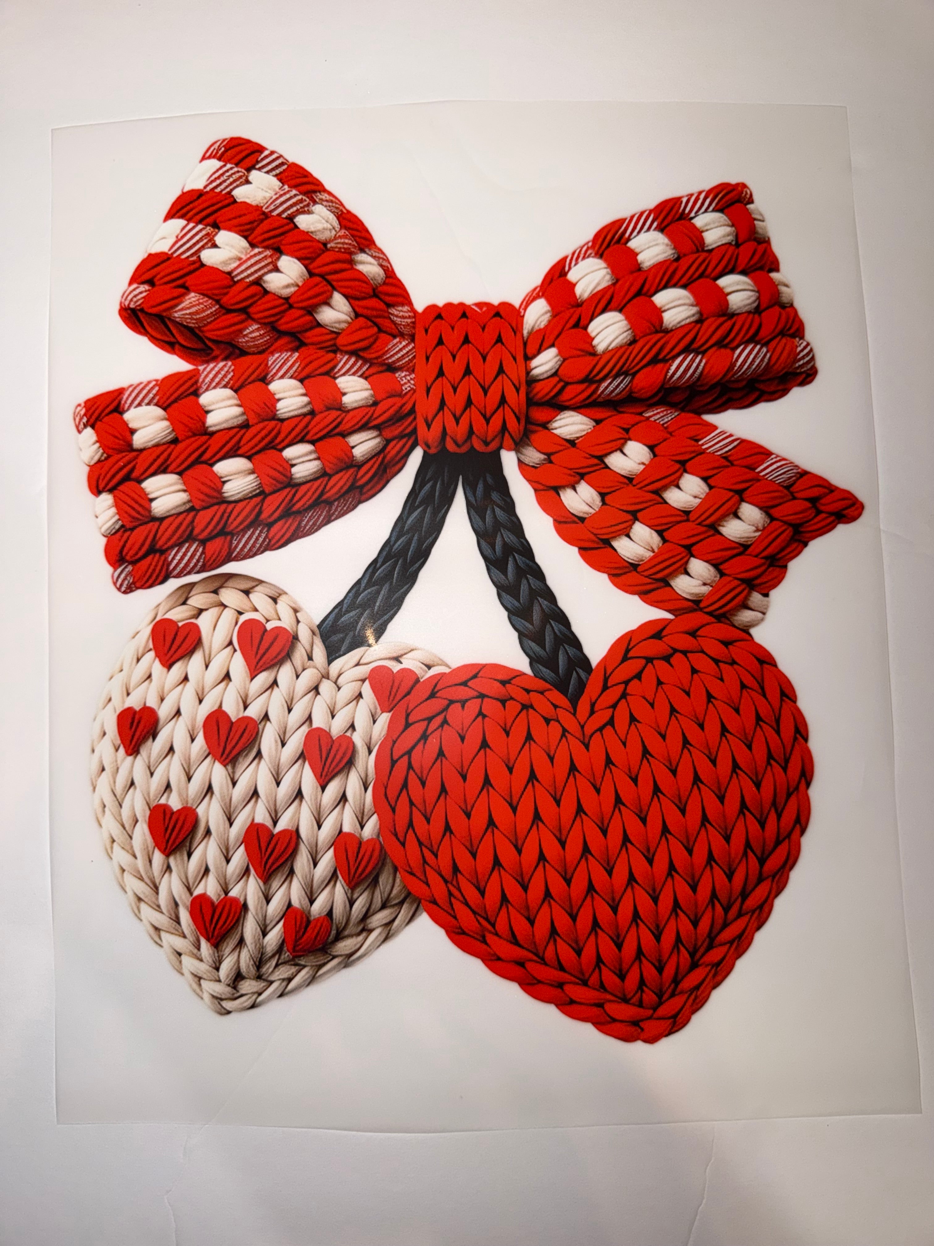 Knitted cherry hearts Transfer