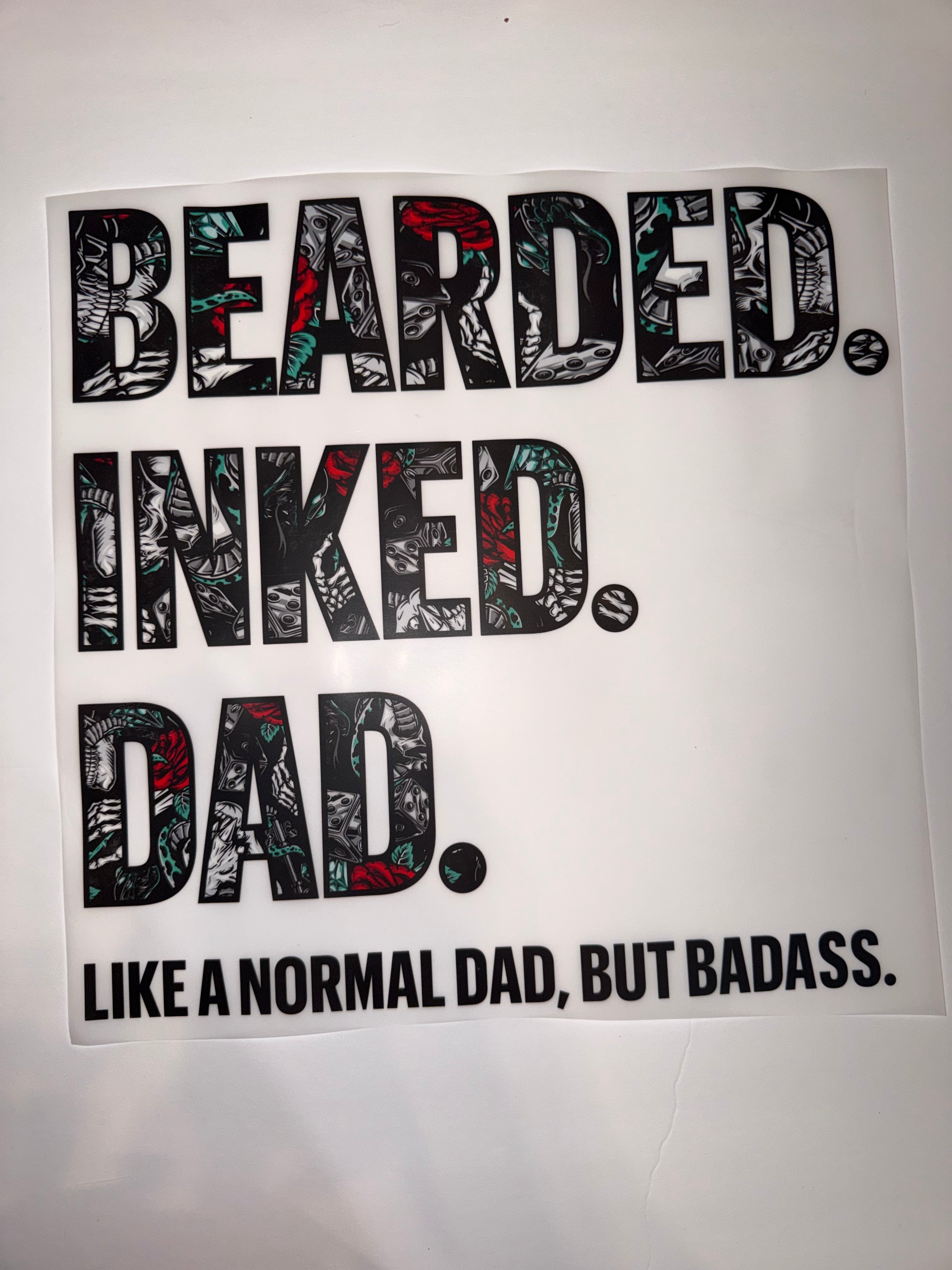 Bearded inked dad transfer